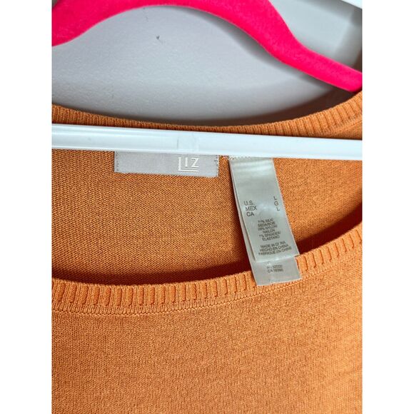 Liz Claiborne Silk Floral Skirt & Knit Top Set Coral Blue Chic Coastal Spring L - Picture 4 of 6